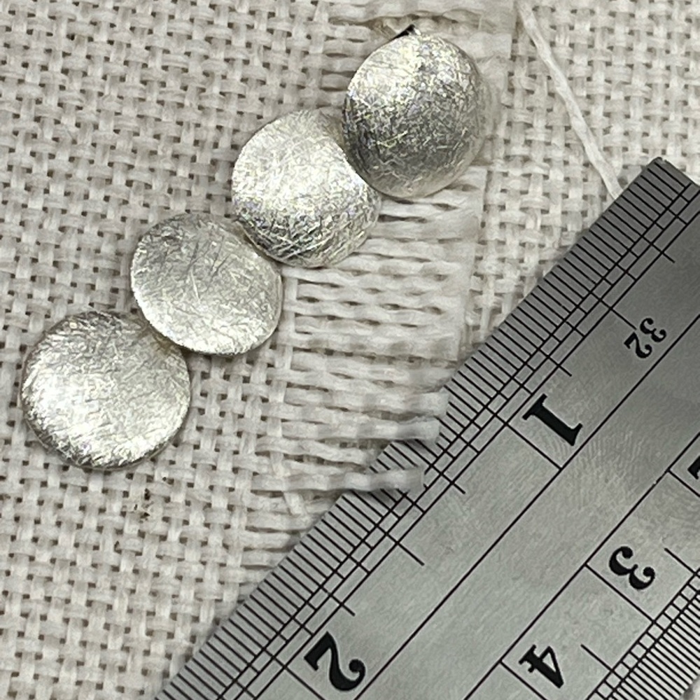 Vintage Brushed Satin Disc Sterling Silver 925 Dangle Stud Earrings - Picture 13 of 16